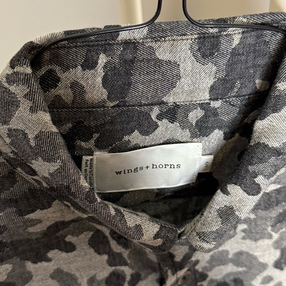 Wings + Horns Gray Camouflage Button-Down Shirt - Picture 6 of 8